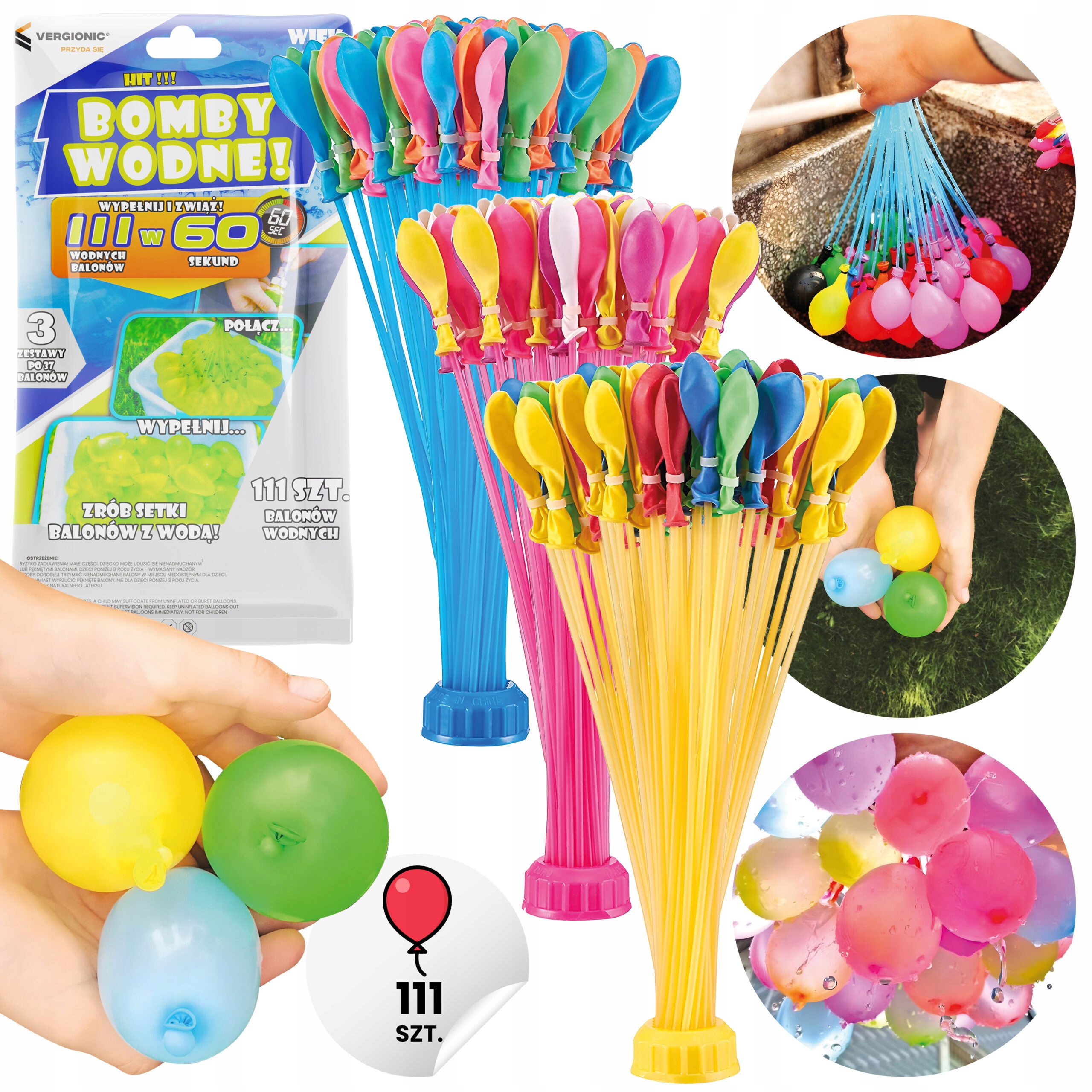 BALONY NA WODE BOMBY WODNE ŚMIGUS DYNGUS GWINT AUTOMAT 111 SZTUK Szerokość produktu 14.8 cm