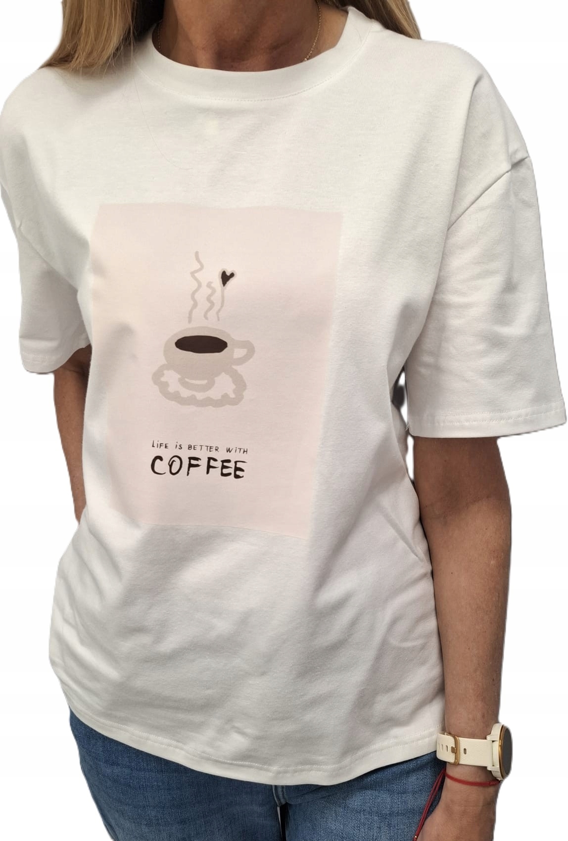 Nooda Tričko s potiskem Coffee Bílá Béžová Hnědá 38/M 40/L