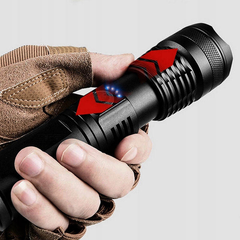 MOCNA LATARKA TAKTYCZNA XHP90 LED ZOOM WOJSKOWA + USB Marka bez marki