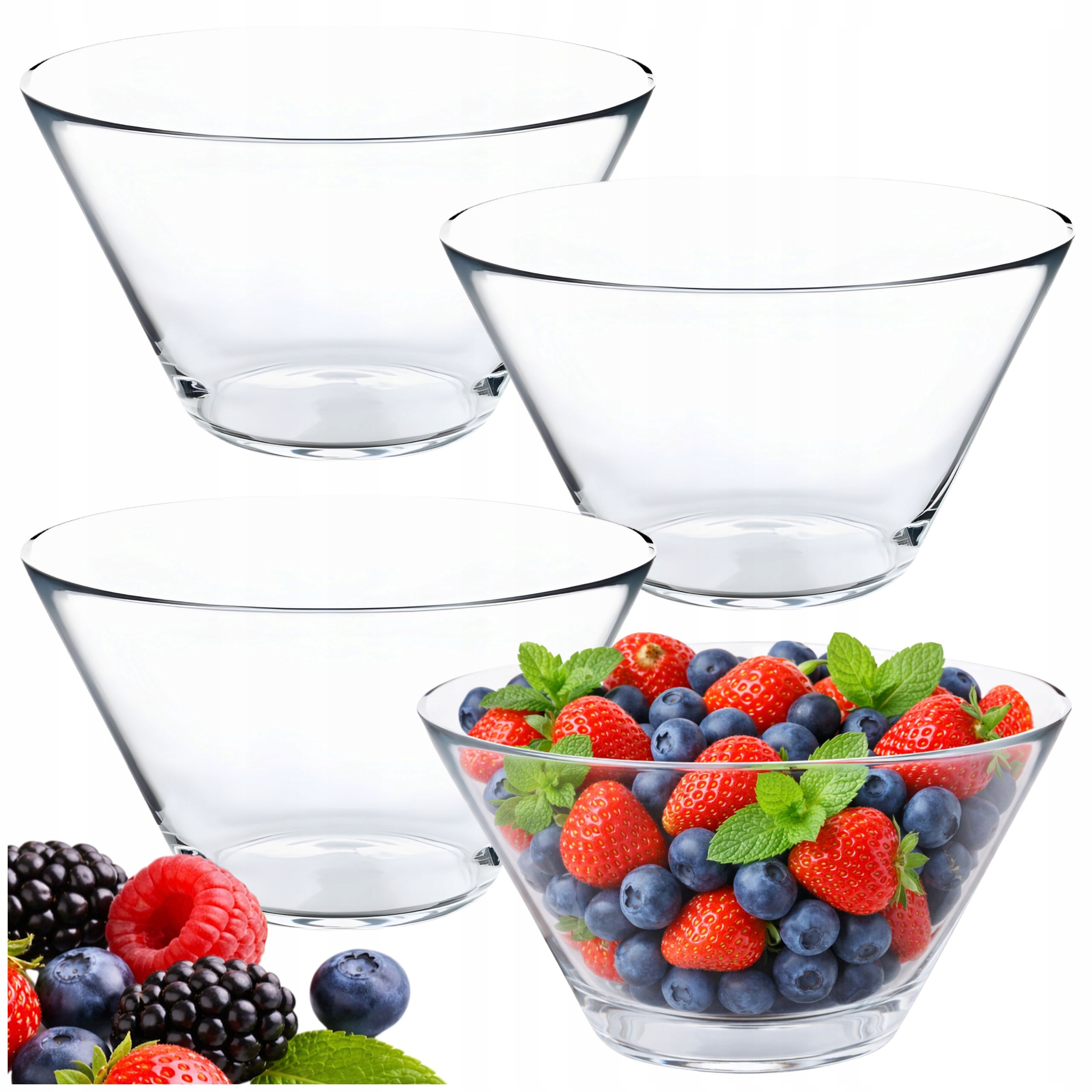 SALATERKA MISKA SZKLANA NA OWOCE PRZEKĄSKI 440 ml SALATERKI MISKI KPL 4 szt