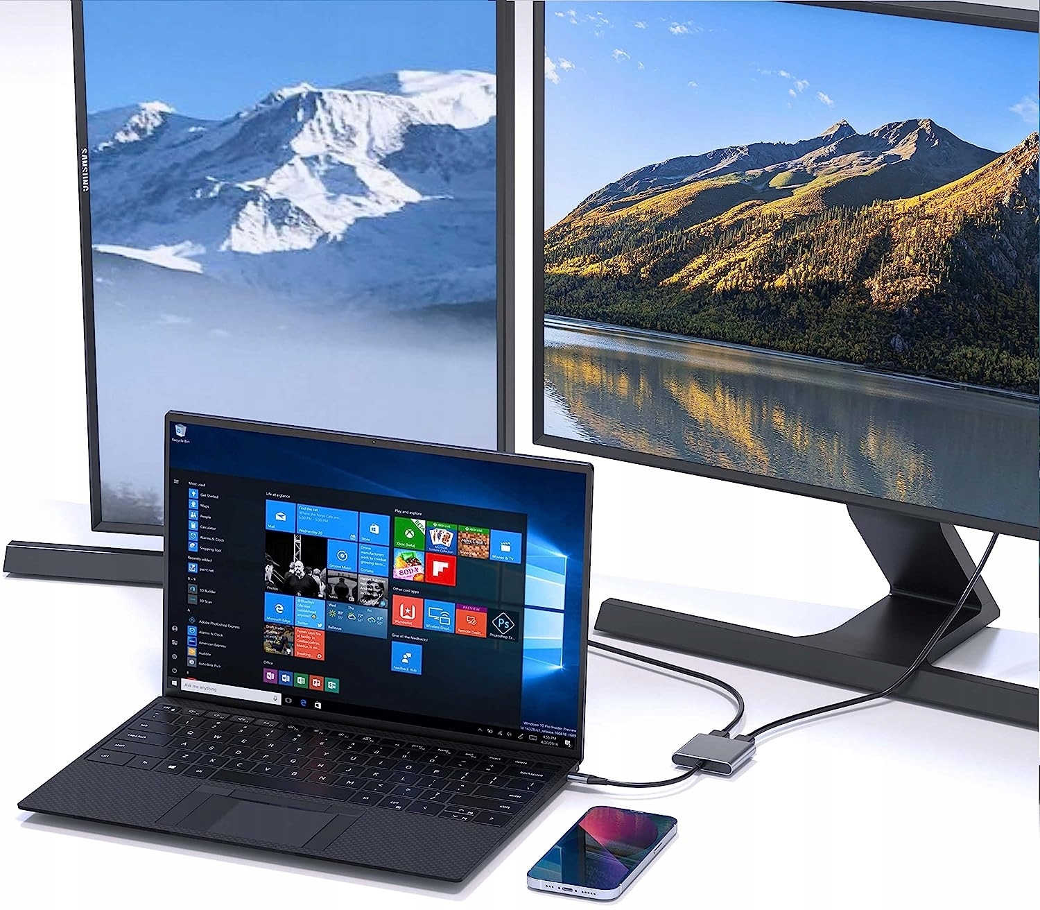 ADAPTER HUB USB C HDMI USB PD PRZEJŚCIÓWKA ROZDZIELA 1 ZŁĄCZE -> 2 MONITORY Informacje o bezpieczeństwie CE