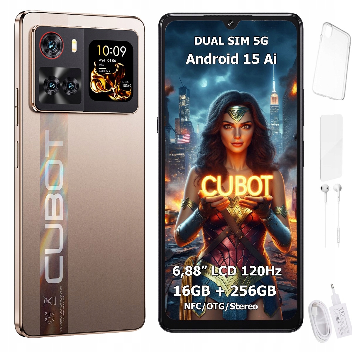 Smartfón Cubot X100 5G Dual Sim 16/256GB Android 15 s dvoma obrazovkami Puzdro