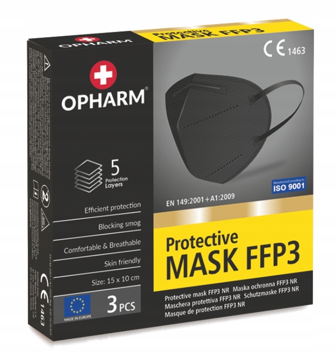 

Maska Ochronna FFP3 3 szt czarna pakowane zbiorczo
