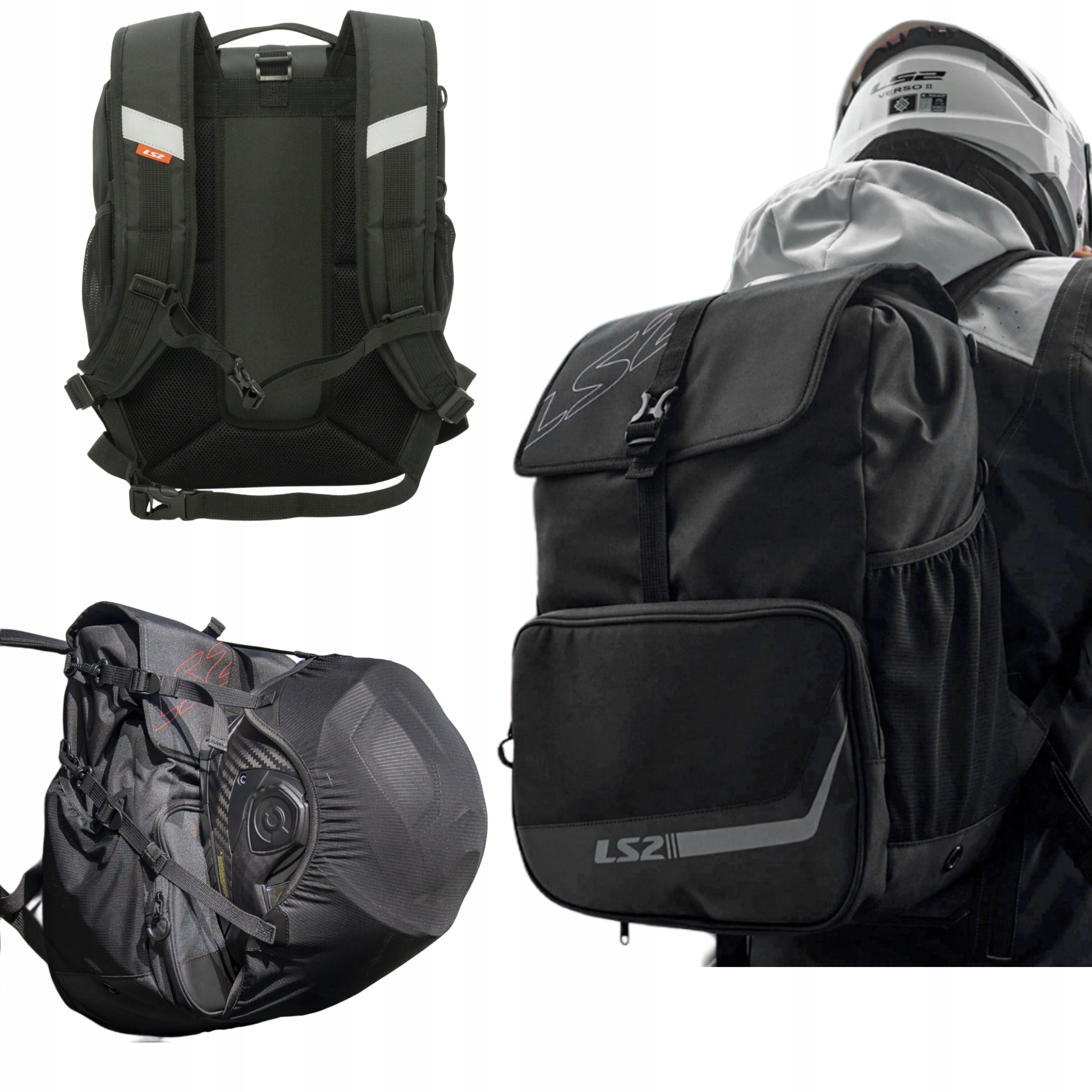 LS2 Freedom Backpack Batoh Motocykl Skútr 25 litrů Síťka na přilbu