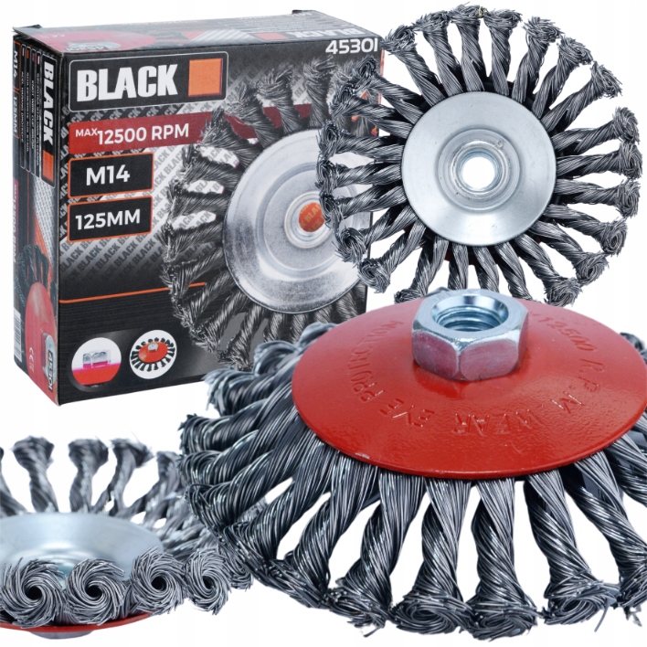 SZCZOTKA OBROTOWA PLECIONA NA SZLIFIERKĘ FLEKSE M14 125 MM BLACK