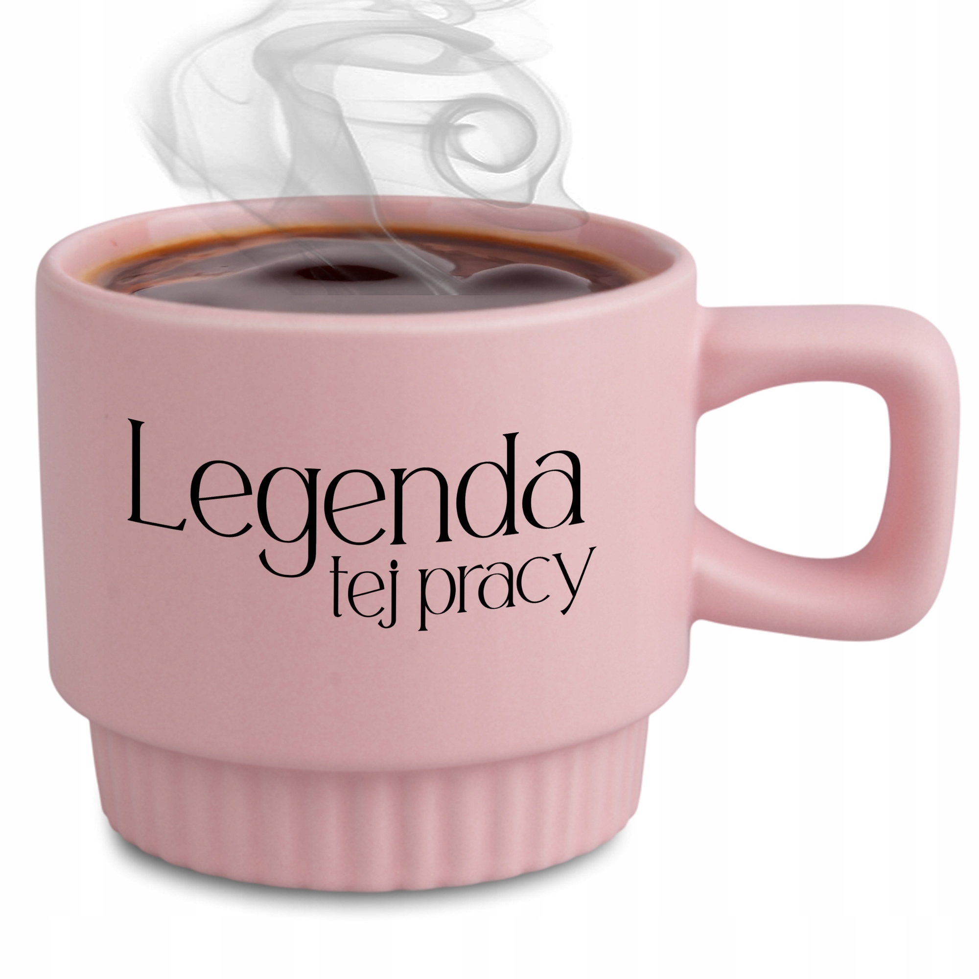 Ryflovaný hrnček ružový Legenda Tejto Práce ako darček do kancelárie práce Korpo