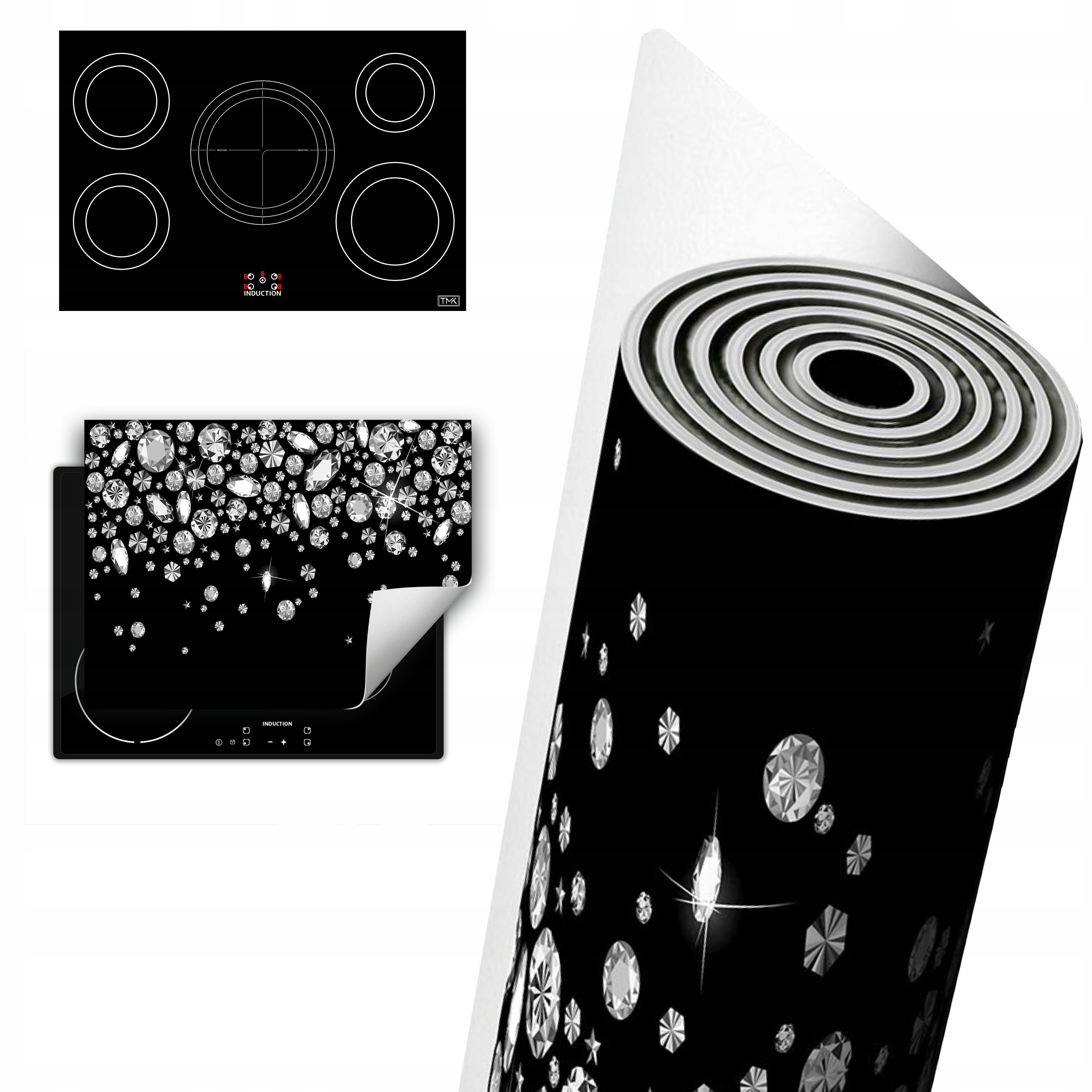 Vinylová Ochrana Na Indukci Deska 80x52 černá diamanty