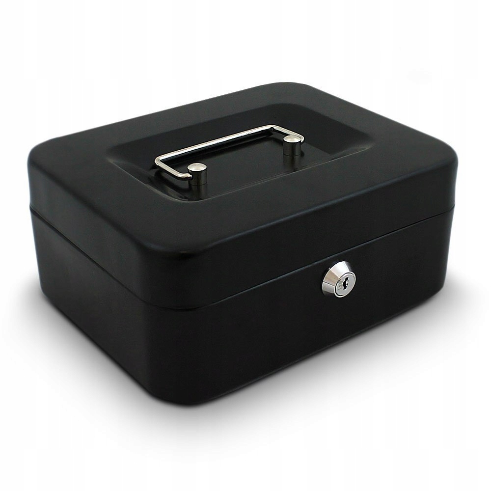 KASETKA NA PIENIĄDZE SEJF METALOWA 20CM CZARNA Marka inny