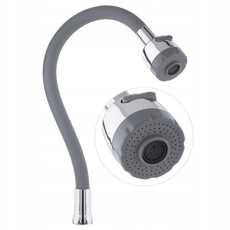 Wylewka kuchenna elastyczna PREMIUM zamienna DWUSTRUMIENIOWA do zlewu szara Marka Yoka Home