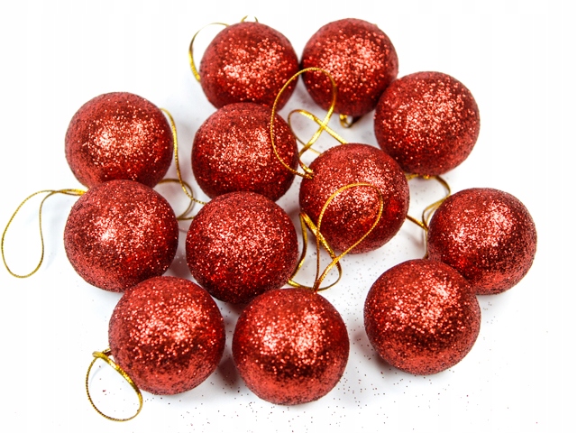 

Bombki kule Brokatowe 4 cm Czerwone 12 sztuk kulki