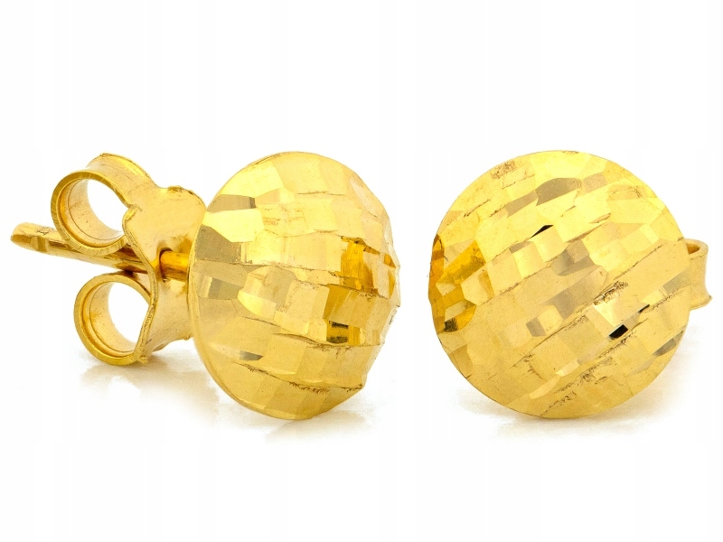 Náušnice zlaté 585 14k kulaté lesklé tyčinky 1.98 g