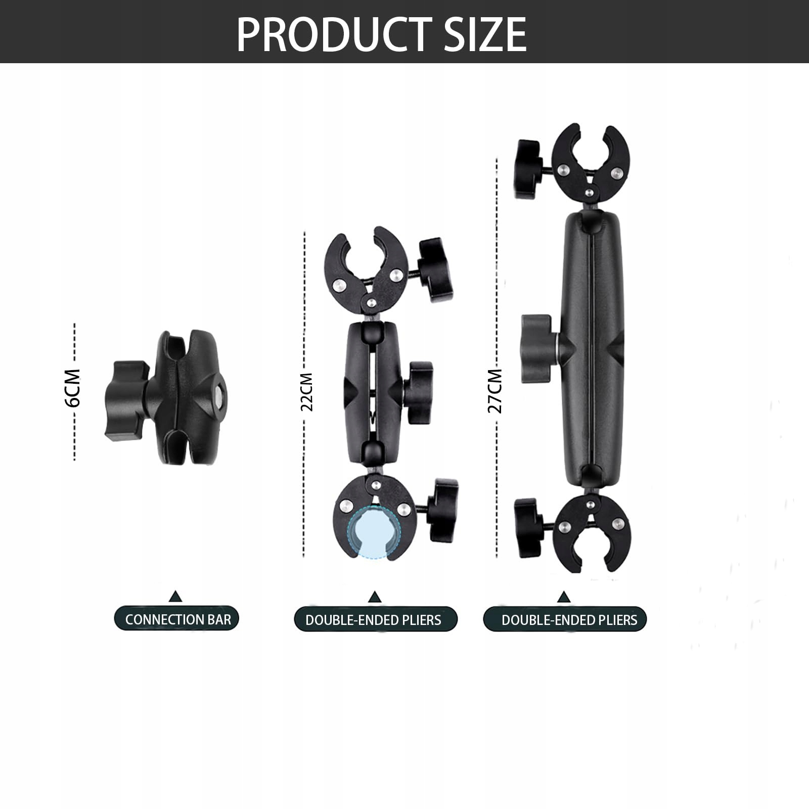 Uchwyt Motocyklowy Do Insta360 X4 X3 X2 Kamera 360 Dual Clamp Mocny NEWFUN — miniatura 5