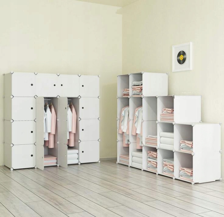 SZAFA MODUŁOWA GARDEROBA SZAFKA REGAŁ PÓŁKA BIAŁA DUŻA DRĄŻEK Kolor mebla biały