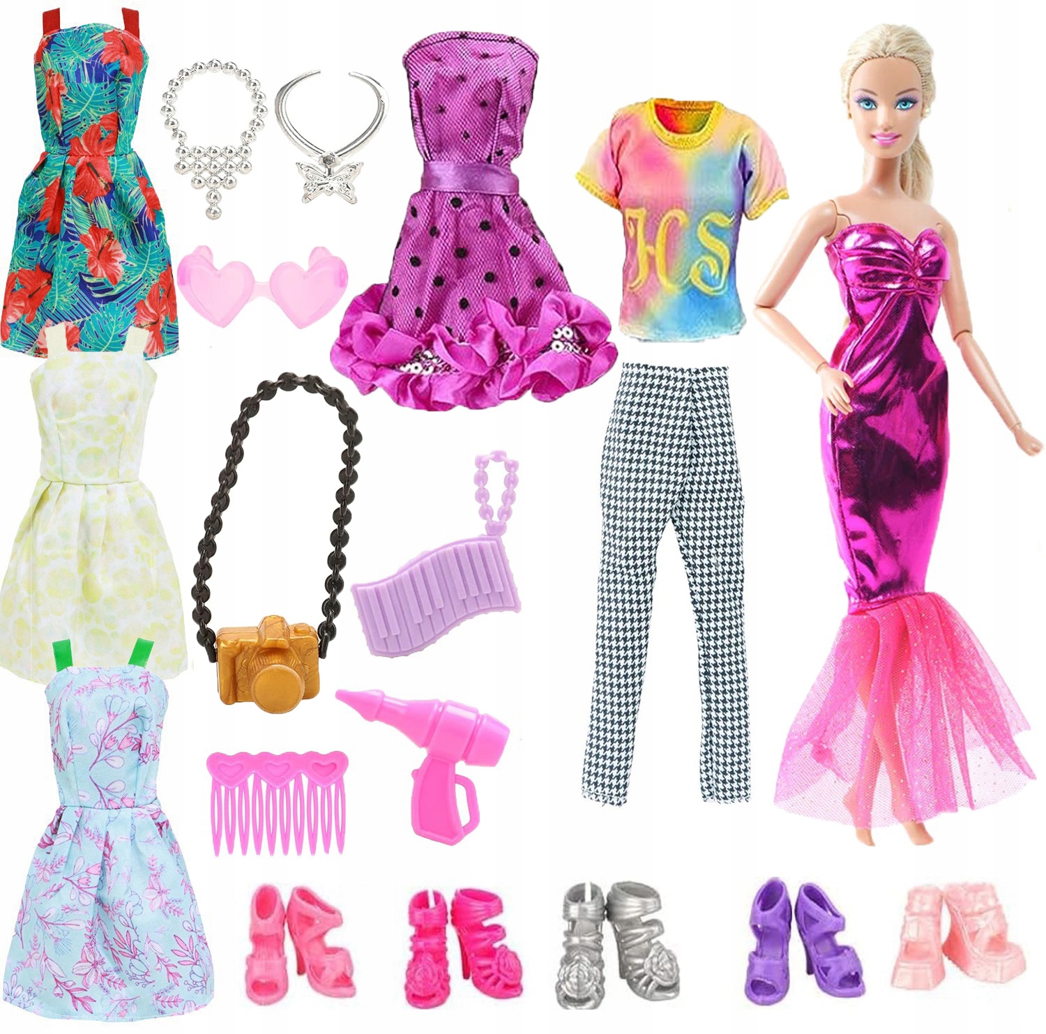 UBRANKA DLA LALEK ZESTAW UBRANEK AKCESORIA BUTY