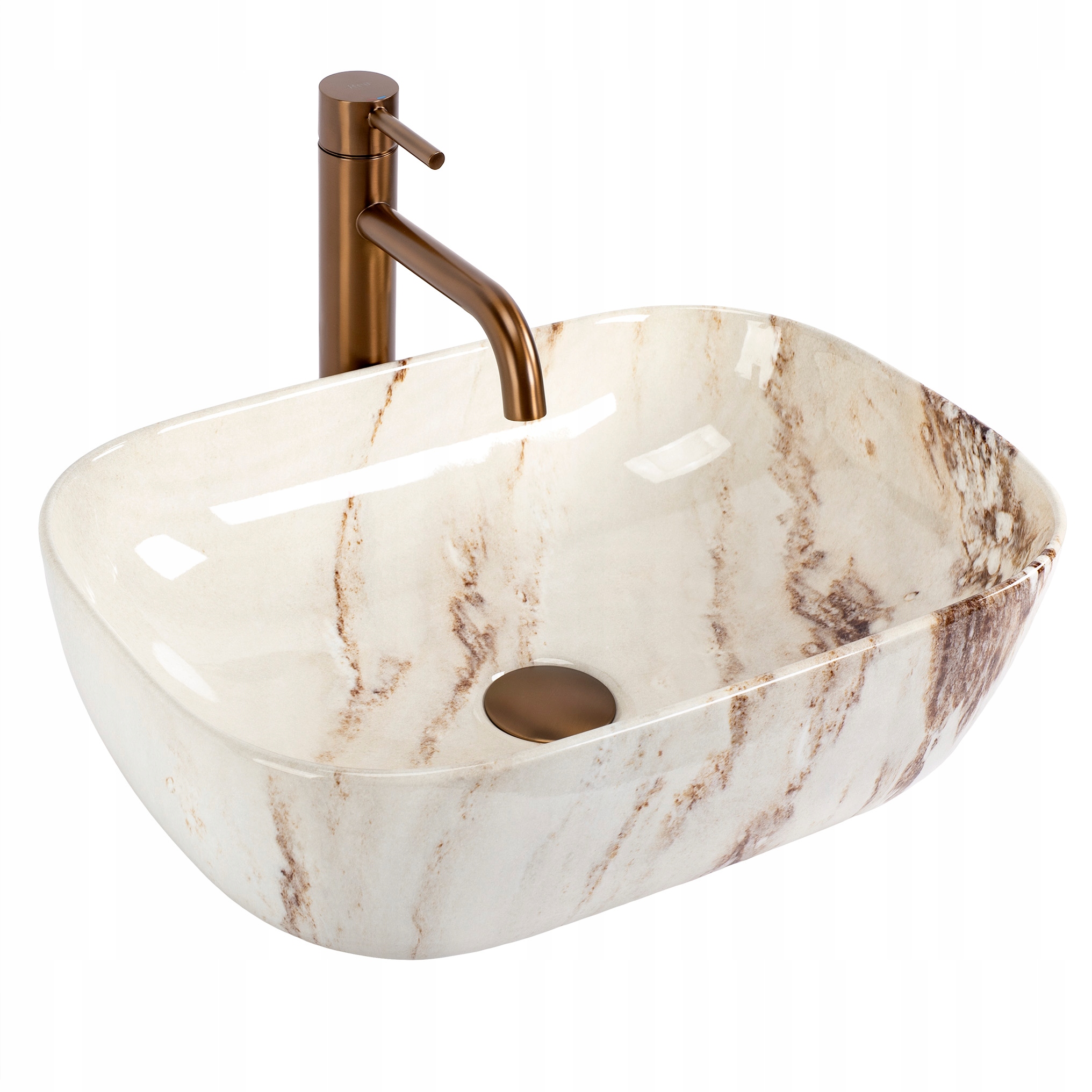 Umývadlo Na Dosku Rea Belinda Marrone Obdĺžniková Béžová Imitácia kameňa