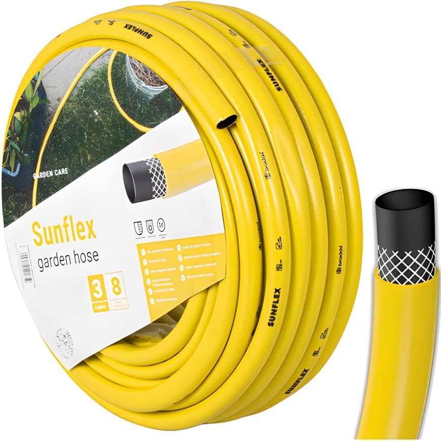 Wąż ogrodowy 1/2 50m Mocny 3 warstwowy Zbrojony Do Podlewania Żółty