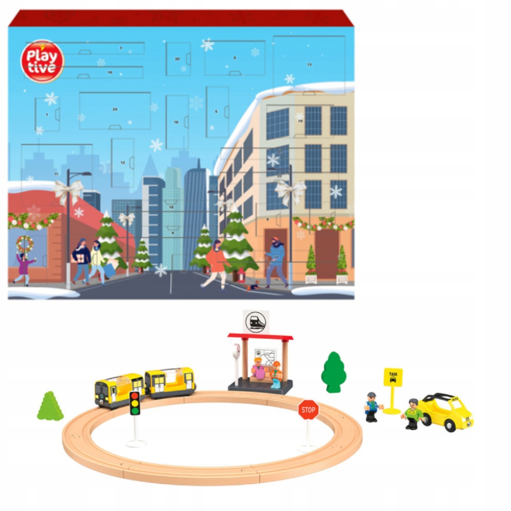 Адвент-календарь Playtive деревянная железная дорога, 24 сюрприза, от 3 лет
