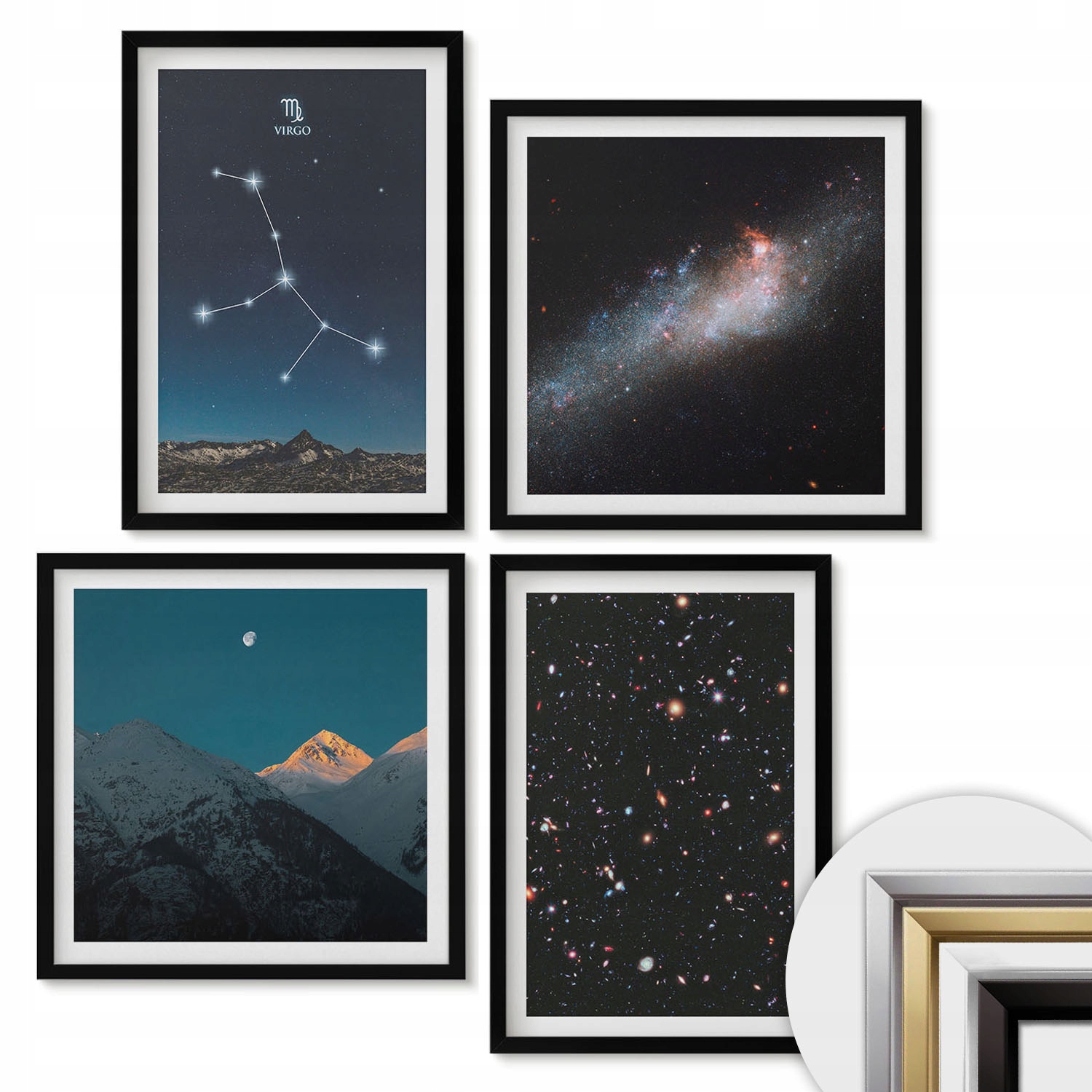 Štvordielny set 4 obrazov na stenu Galaxia Panny vesmír