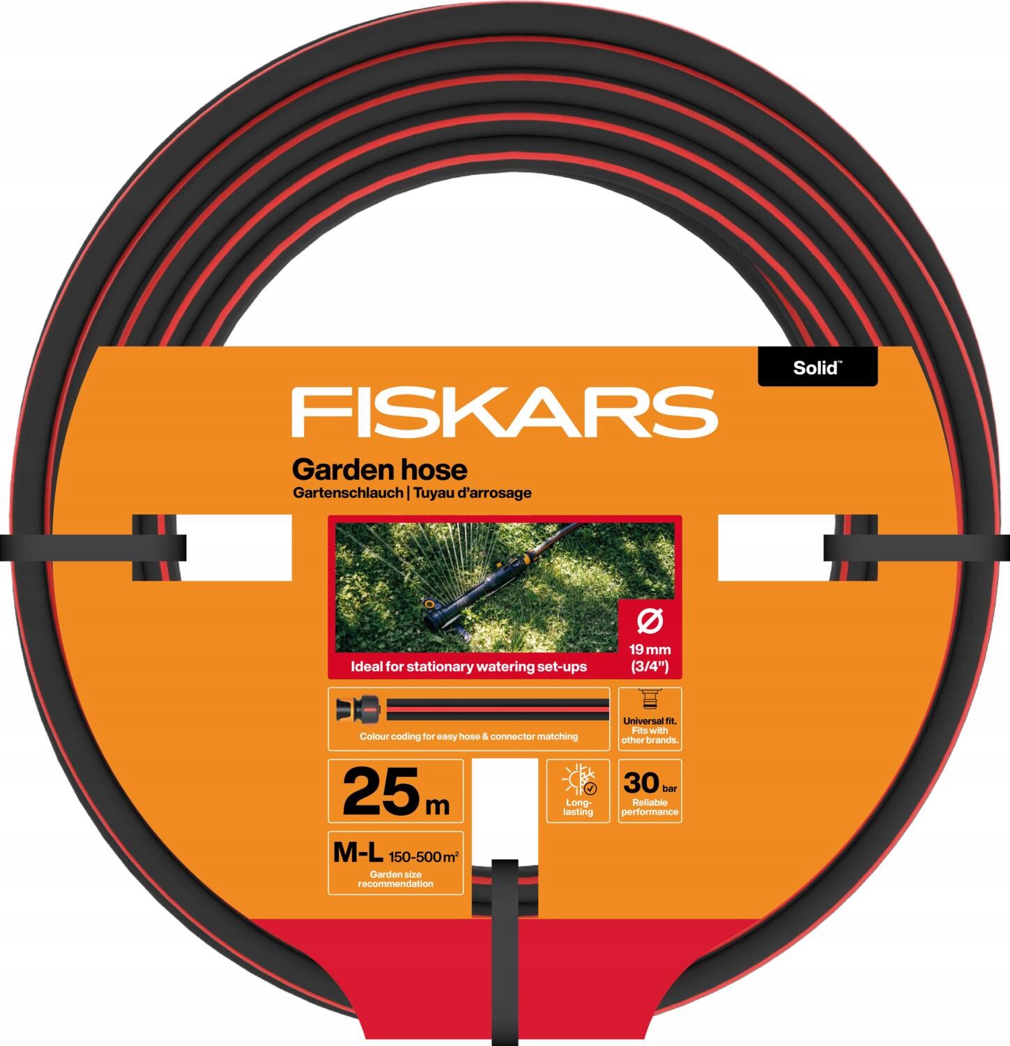 Fiskars Solid Uniwersalny wąż ogrodowy 19mm 3/4 cala do podlewania 25m