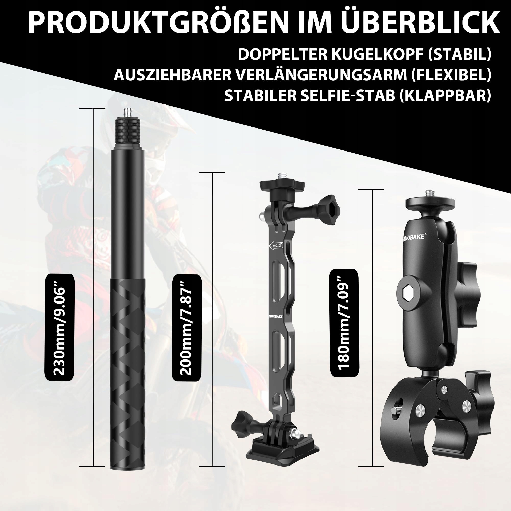 Zestaw Montażowy Na Kierownicę Do Kamer Sportowych GoPro Insta360 NUOBAKE — miniatura 8