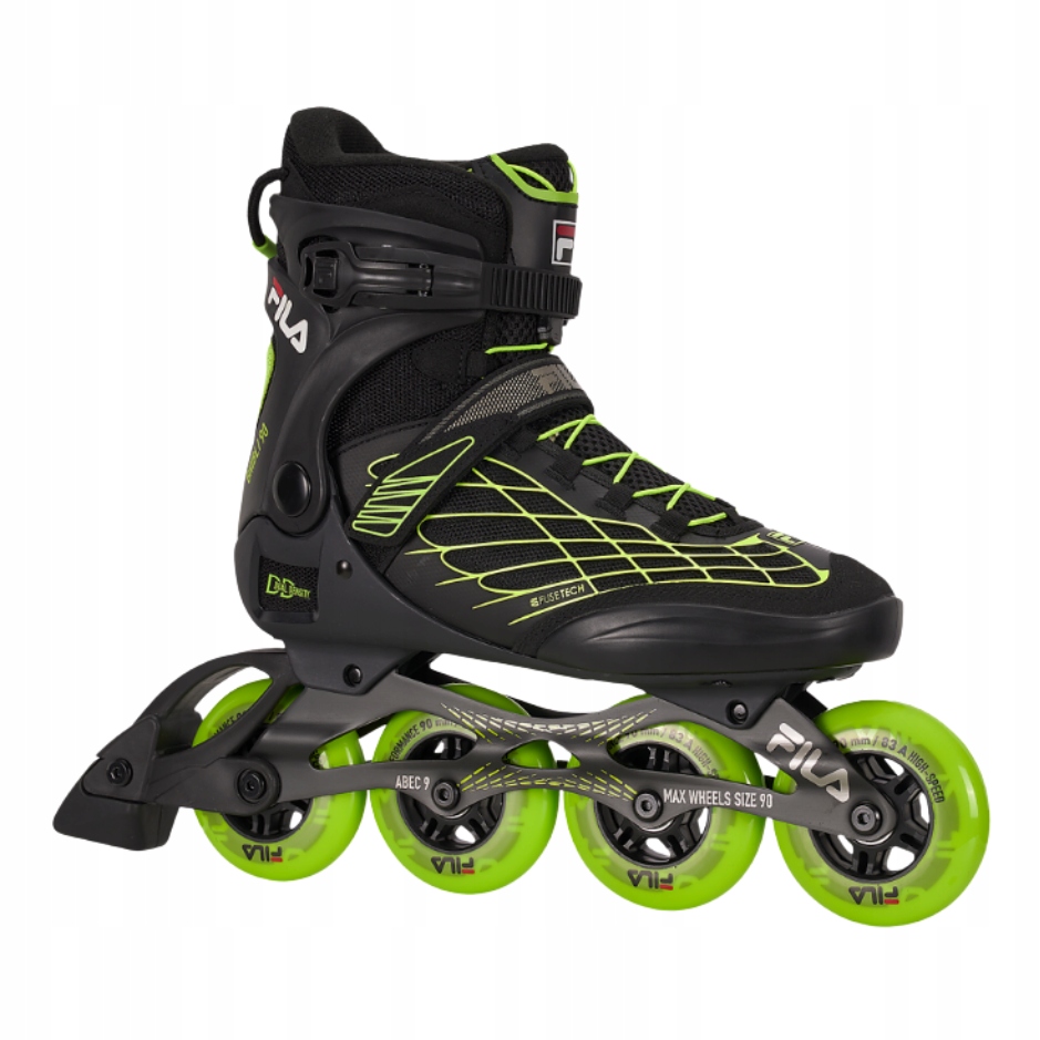 Fila Kolečkové brusle Fila Ghibli 90 Black/Lime, 8.5, 42.5, 4x, 90