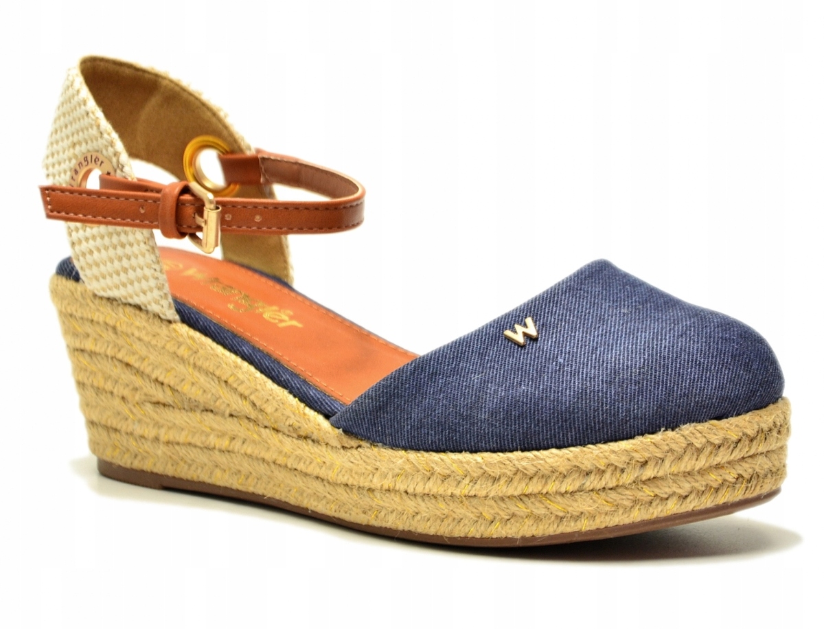 Dámské sandály Wrangler 39 Bela espadrylegranátové s klínkem, béžové