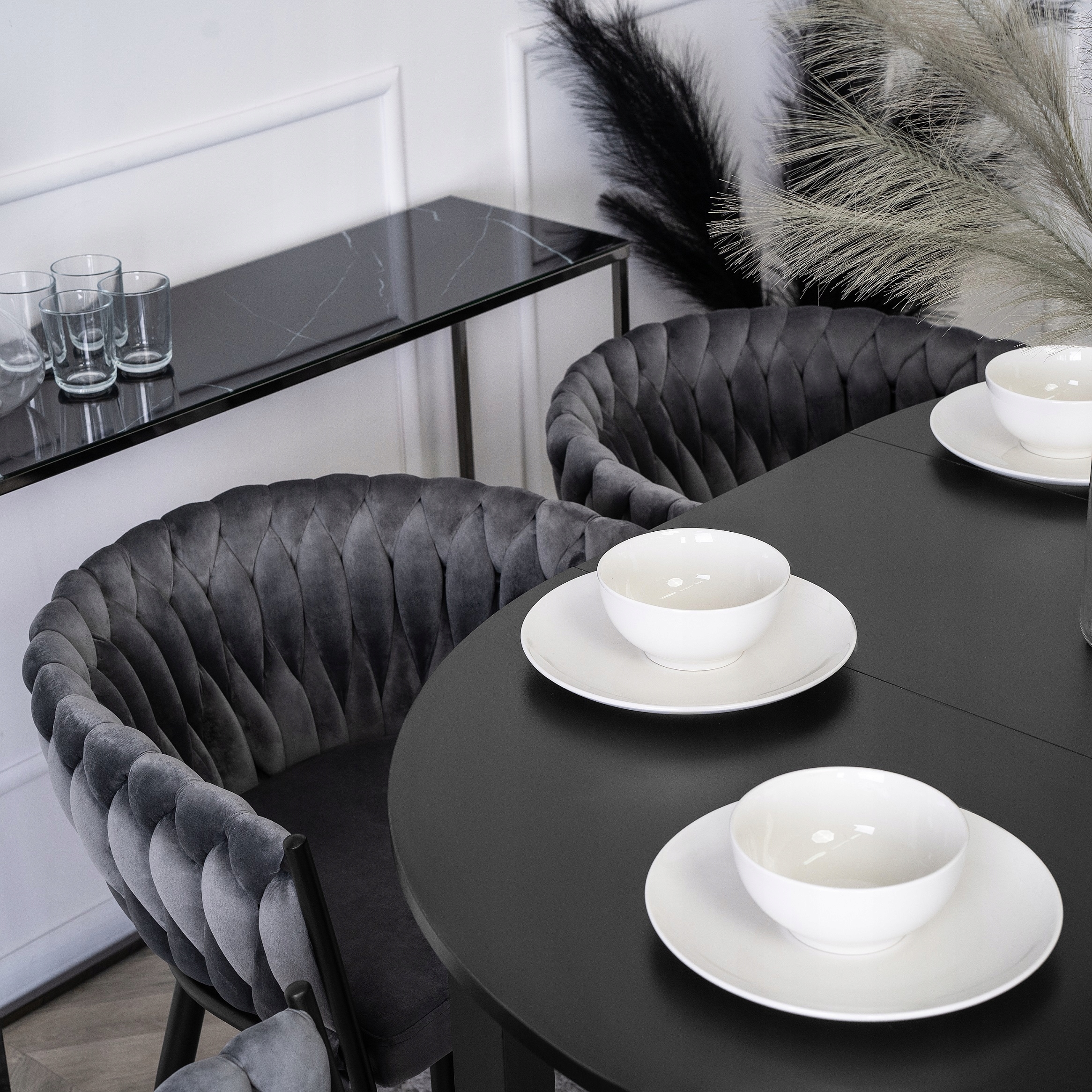 Stół Rozkładany Do Salonu Okrągły Jadalni Kuchni Kuchenny Czarny Loft HARRY Marka MEBEL ELITE