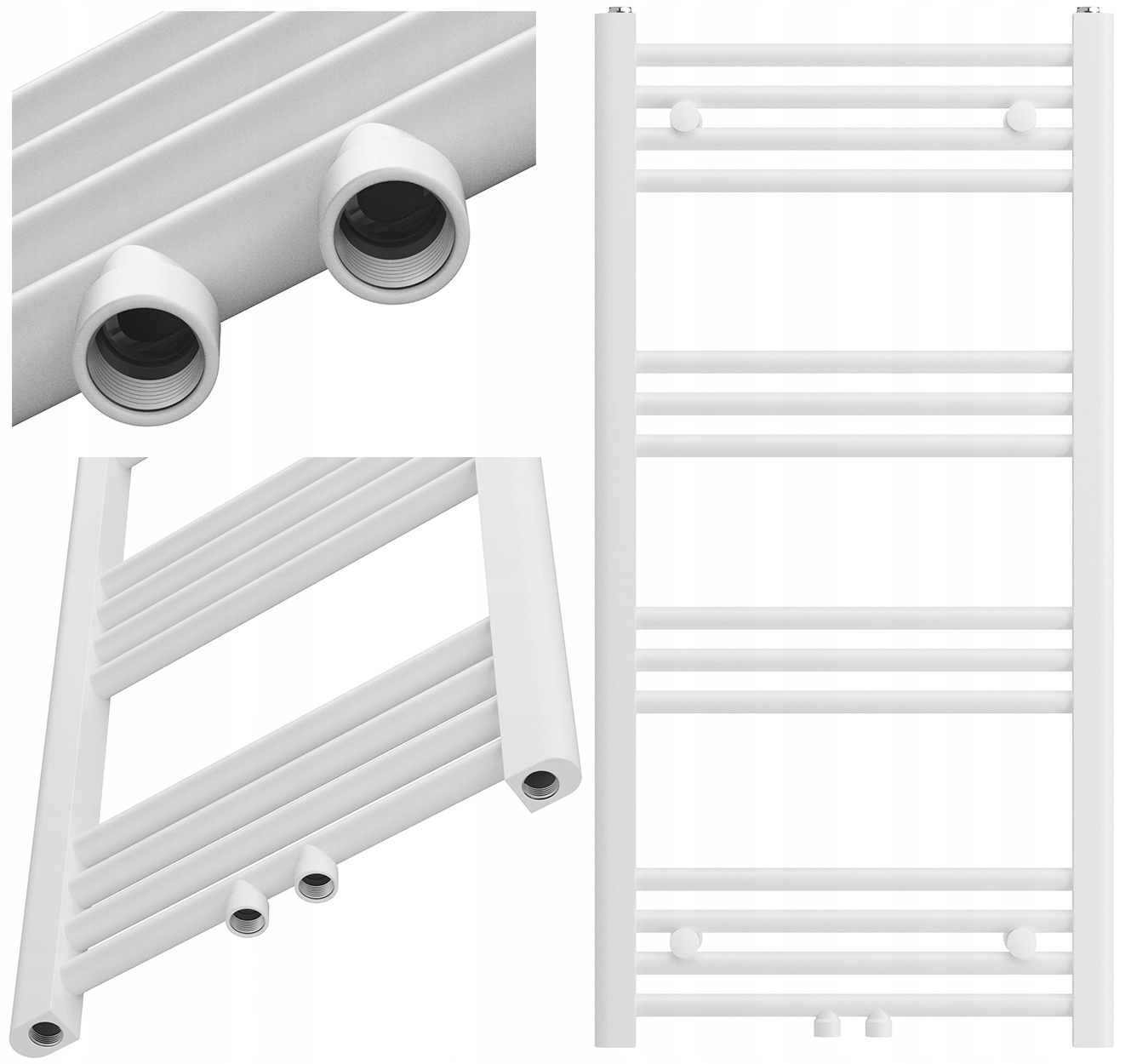 Biely Kúpeľňový Ohrievač Kaloryfer Moderný Rebríkový 100x50 cm Raven