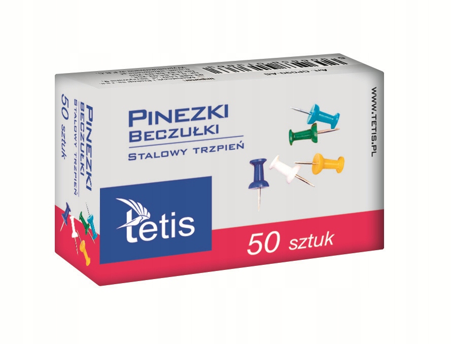 

Pinezki Tetis kolorowe beczułki 50 sztuk