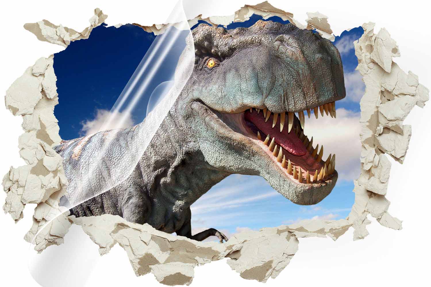 

Zmywalna Fototapeta 3D Dziura Tyranozaur