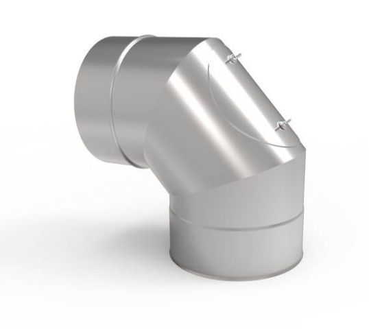 Kd Koleno izolované s čističem fi 130 0,8 mm 90 stupňů komínová vložka ocel