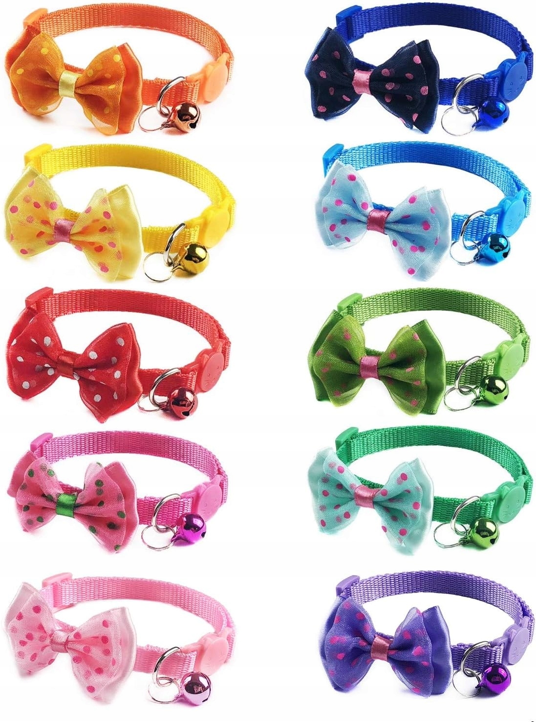 Levně Pro Kočky Obojek S Zvončkem Sada 10 Barevných Pro Kočky