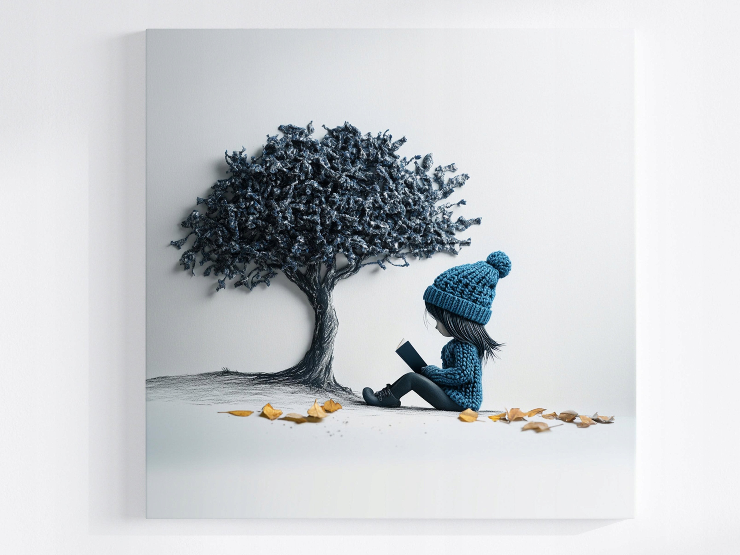 Obraz Na Plátně Canvas Dívka Dítě Kniha Strom Podzim 3D 60x60