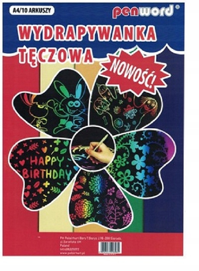wydrapywanka A'10 tęczowa + patyk A4 — 3