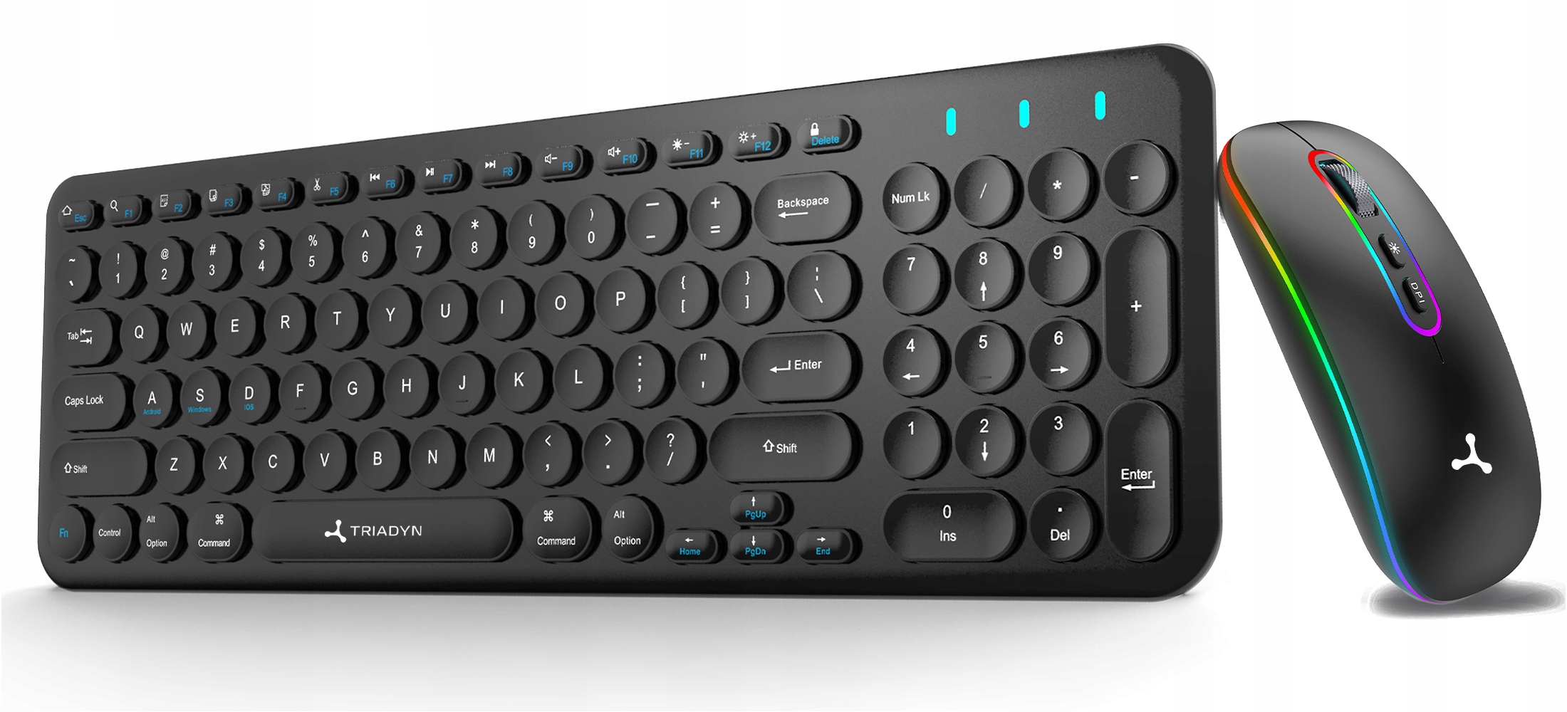 Zestaw Bezprzewodowy Klawiatura Mysz Triadyn Daphnis Bluetooth Rgb Slim