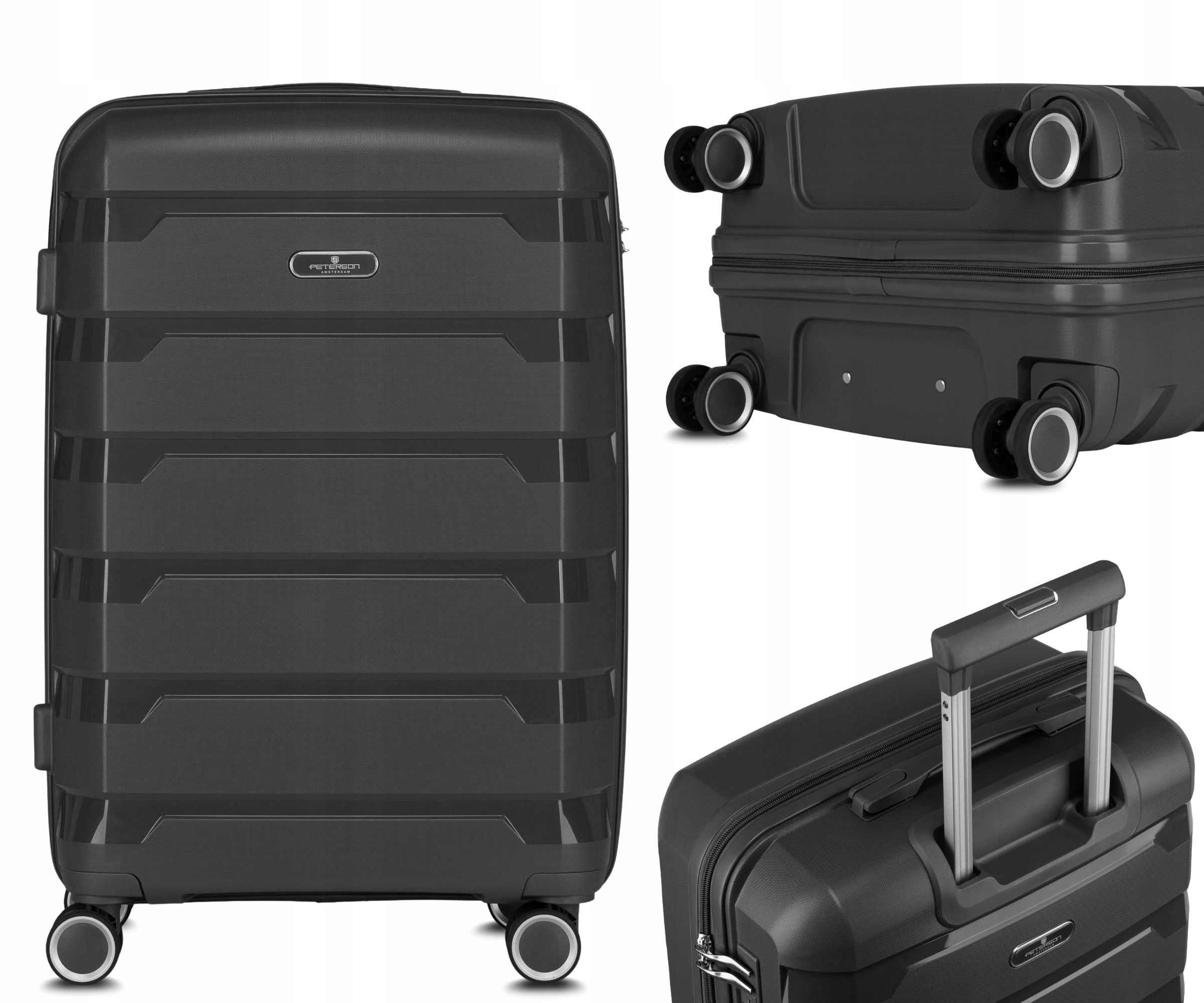 Malý cestovní kufr na kolečkách, příruční zavazadlo, tvrdá kabinová taška Peterson