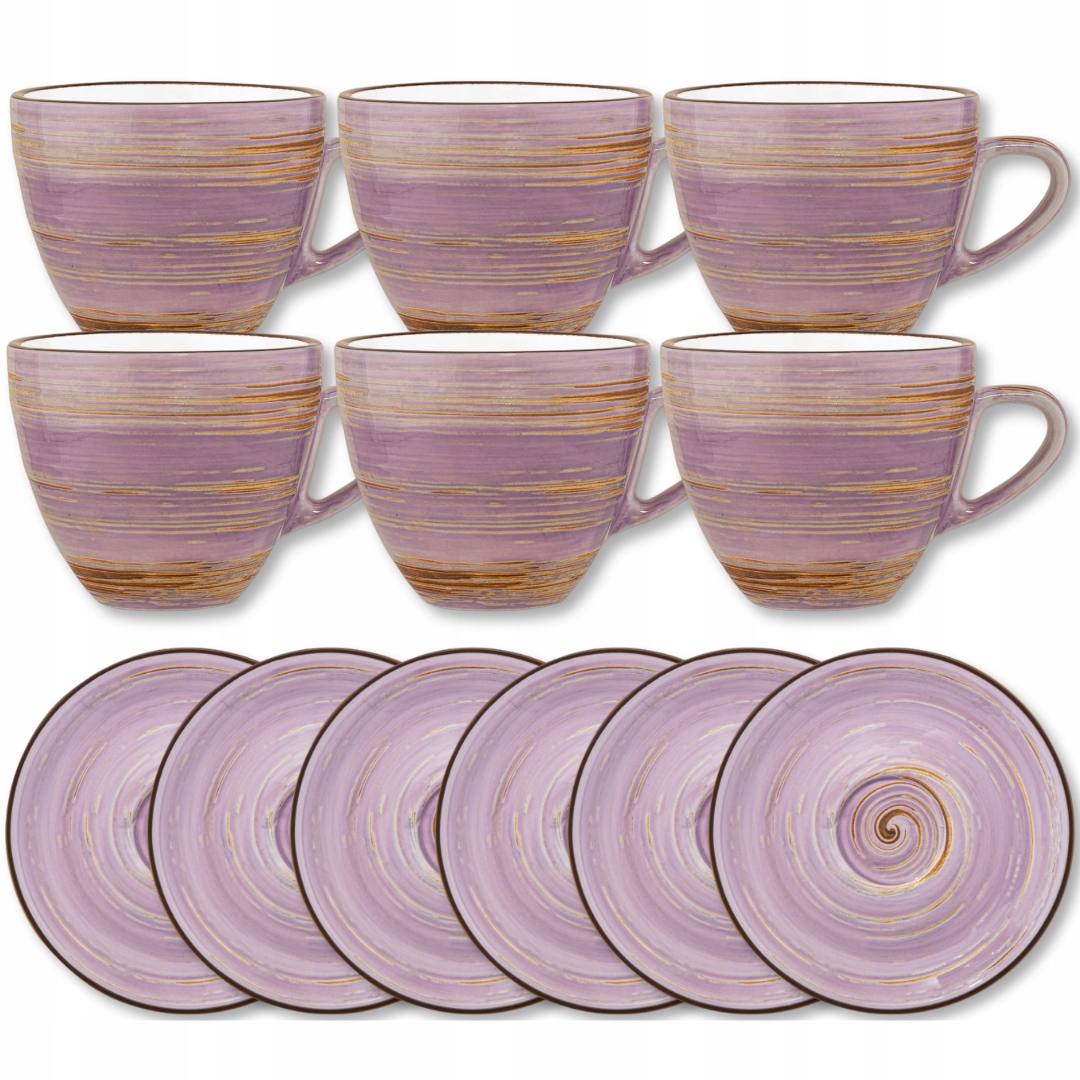 Sada 6 šálok s podšálkou na kávu fialová Porcelana 300 ml Wilmax