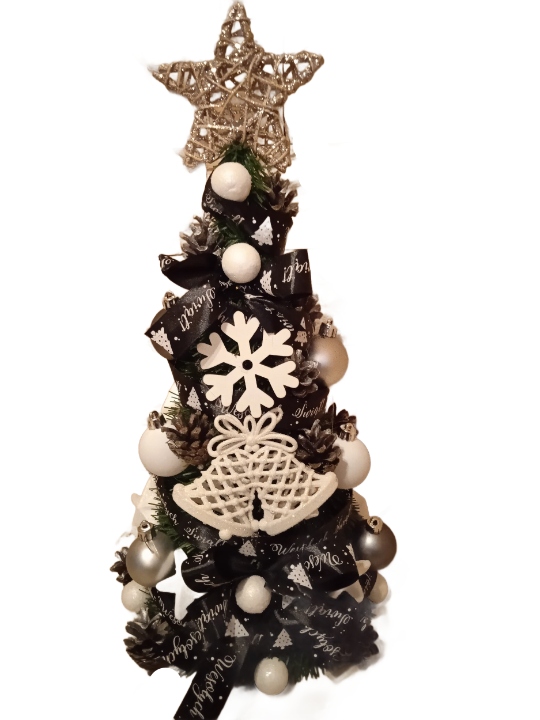 

Stożek choinka Dekorowany z ozdobami 60 cm Ubrana