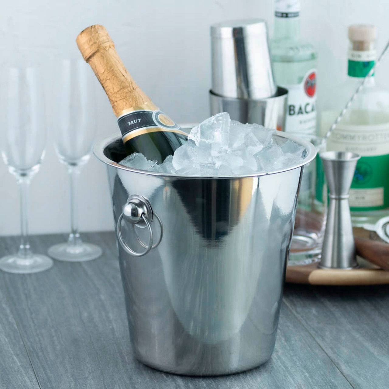 POJEMNIK WIADERKO DO LODU SZAMPANA DUŻE STALOWE BARMAŃSKIE 5191 Seria STALOWE