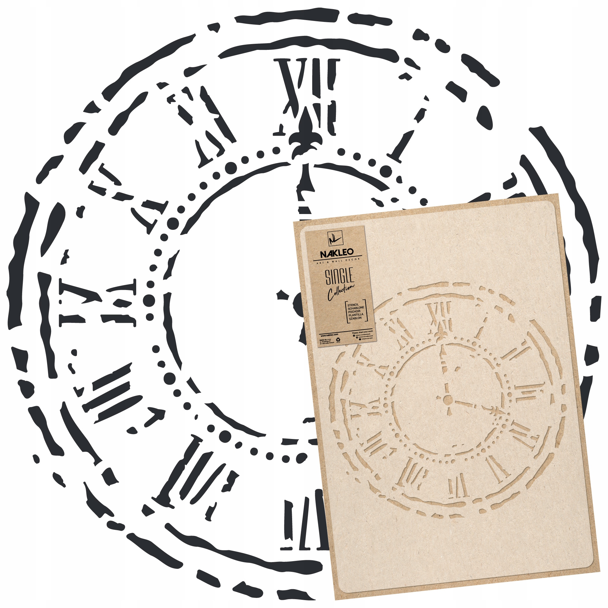 Malířská šablona Vícenásobná L 59x95 cm Nástěnné Hodiny Kruh Ciferníku