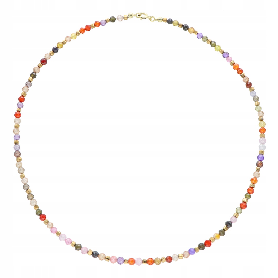 Náhrdelník s barevnými zirkony a hematitem, stříbro