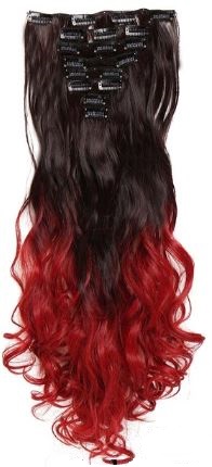 Doczepiane włosy clip in 65 cm ombre brąz czerwień