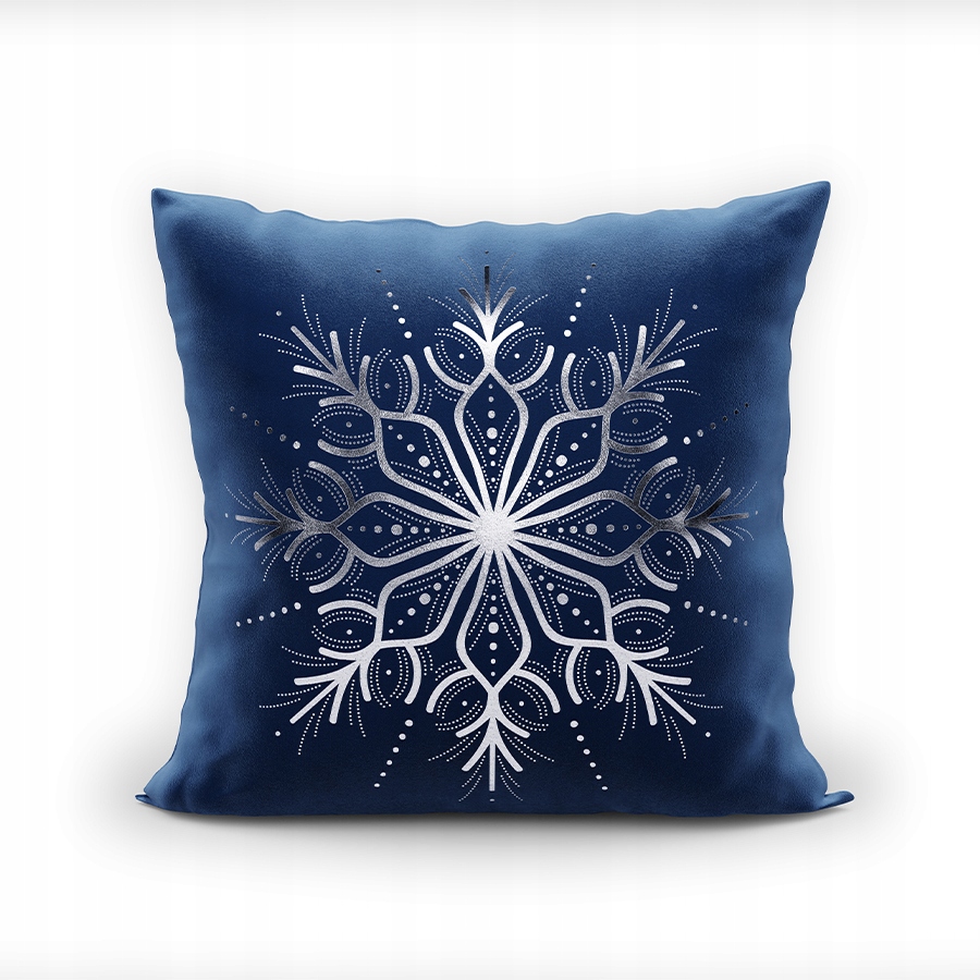 

Poszewka Na Zamek Miękka Granat Srebro Zima 40x40