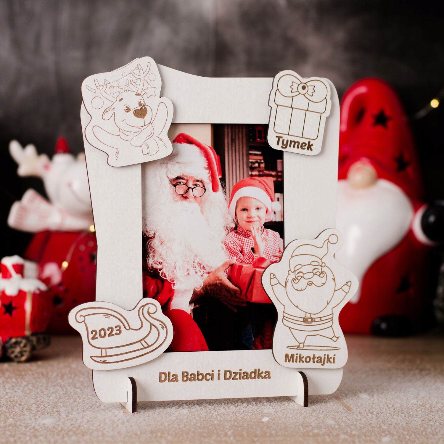 RAMKA NA ZDJĘCIE ŚWIĄTECZNA Z IMIENIEM PREZENT ŚWIĘTA MIKOŁAJ Kod producenta Ramka z reniferem pion