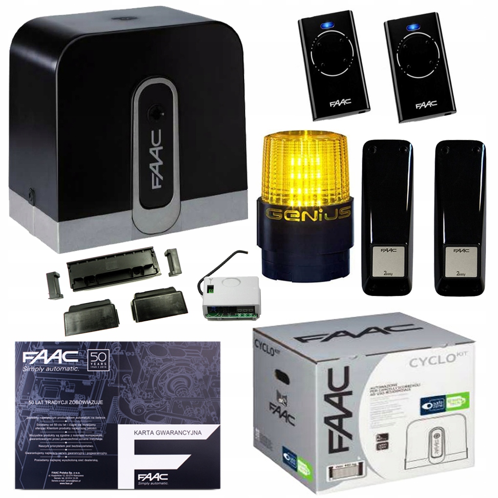 Zestaw Faac Cyclo C721 do 800kg 24V 2 piloty 868MHz lampa Led