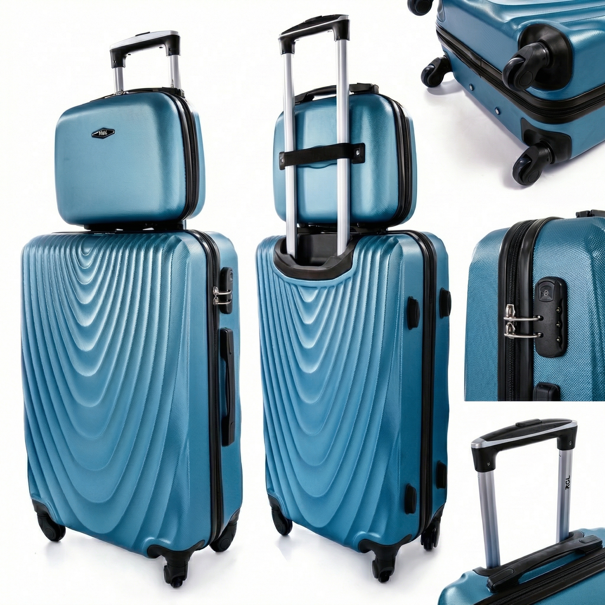 Rgl Duża Walizka Podróżna XXL Kuferek Zestaw 2w1 Abs 4 Kółka