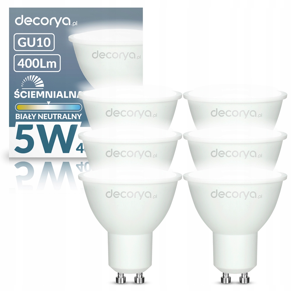 

6X Żarówki Led GU10 Barwa Neutralna Ściemnialne