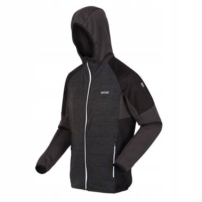 Męska kurtka softshell z kapturem Regatta RML248 61G szary czarny 3XL