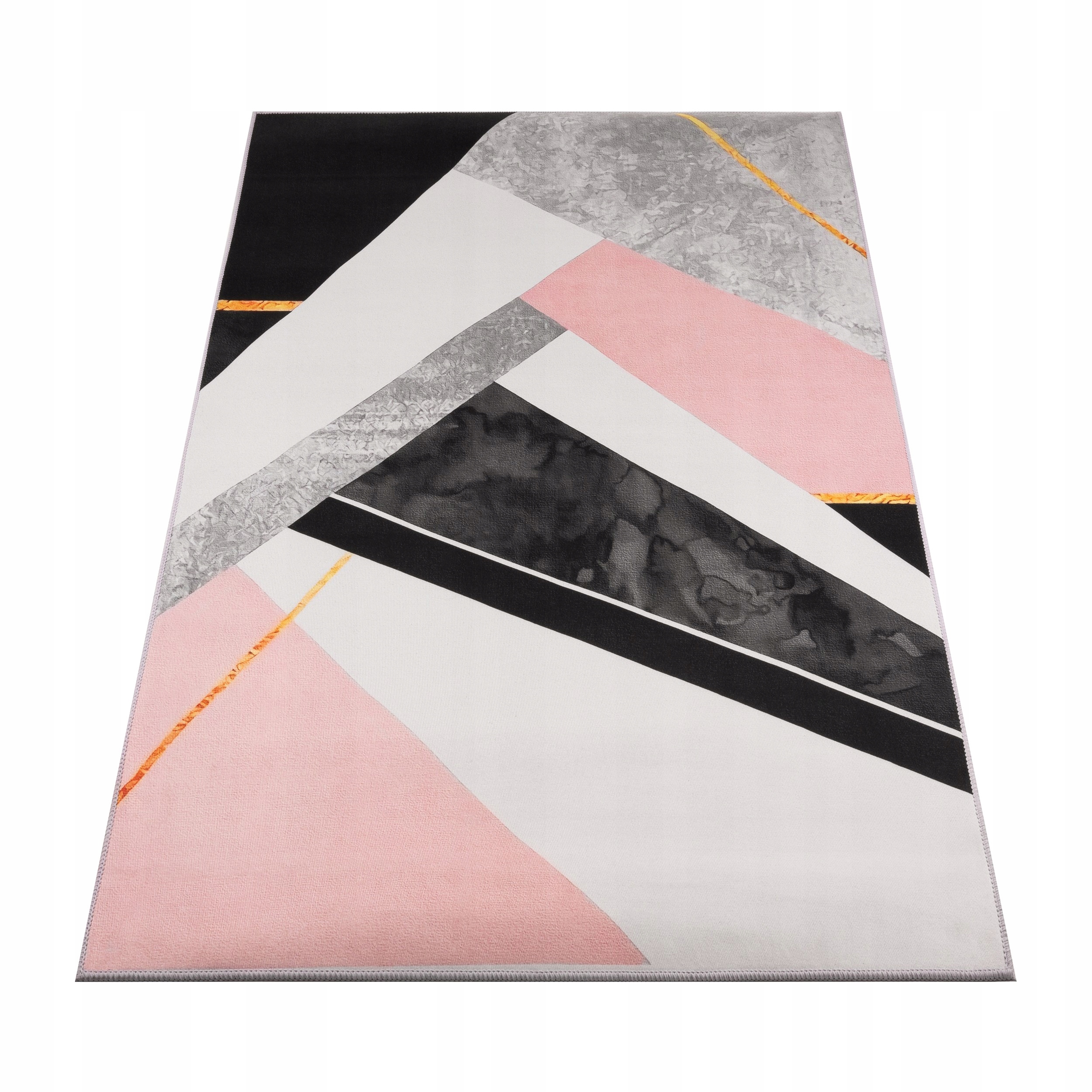 Koberec 220x160 CM Moderní Geometrický Protiskluzový Růžový Šedý Obšitý