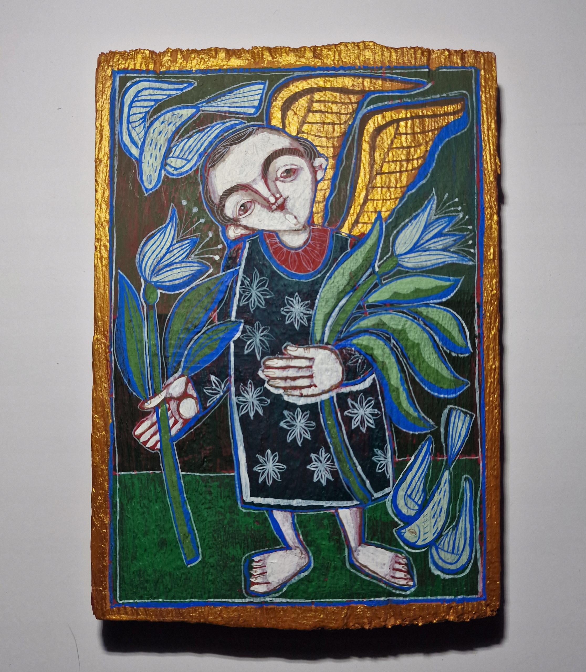 IKONA W STYLU LUDOWYM ANIOŁ -MONIKA KWIECIŃSKA